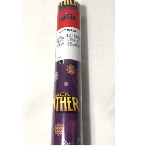 Marvel Party Supplies One Roll Of Black Panther Wrapping Paper Gift Wrap 7 Sq Ft Wakanda